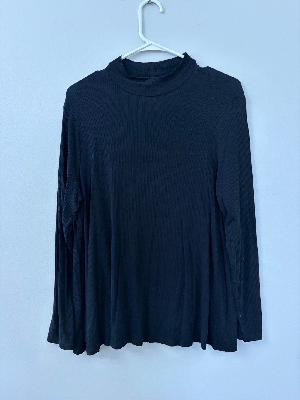Old Navy Black Ribbed Long-Sleeve Mock Neck Top